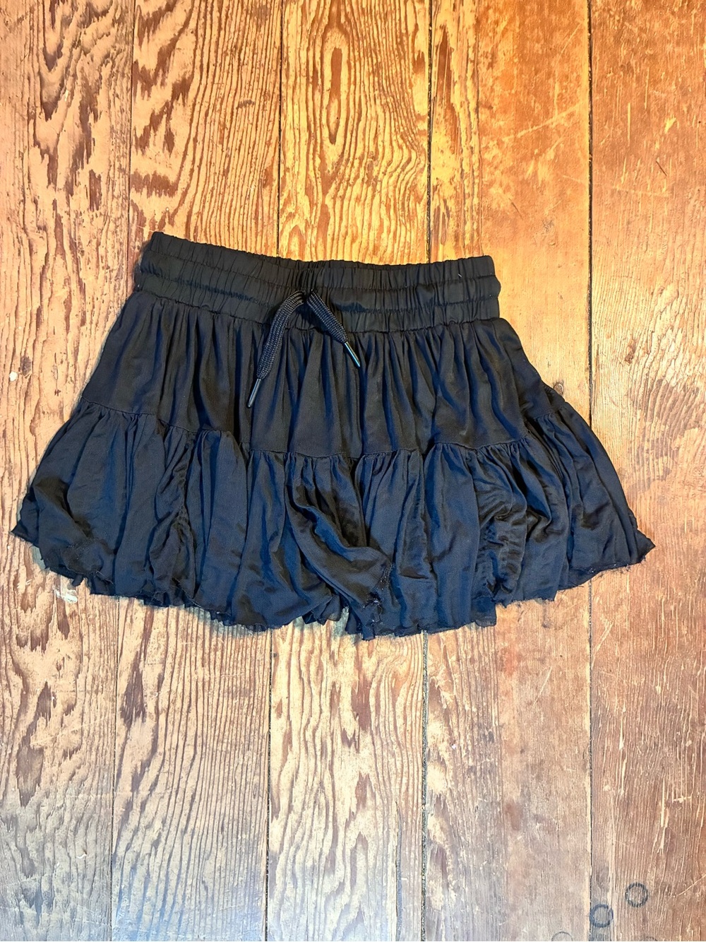 Rewind Black Tiered Ruffle Drawstring Mini Skirt